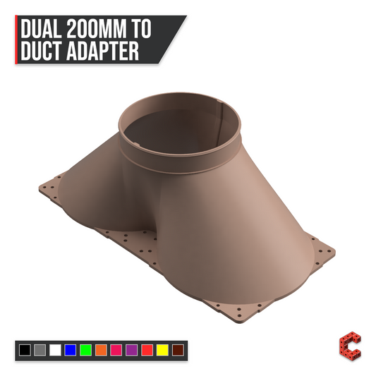 Dual 200mm PC Fan Duct Adapter 4 to 8 Inch High Temperature | CUBEIFY