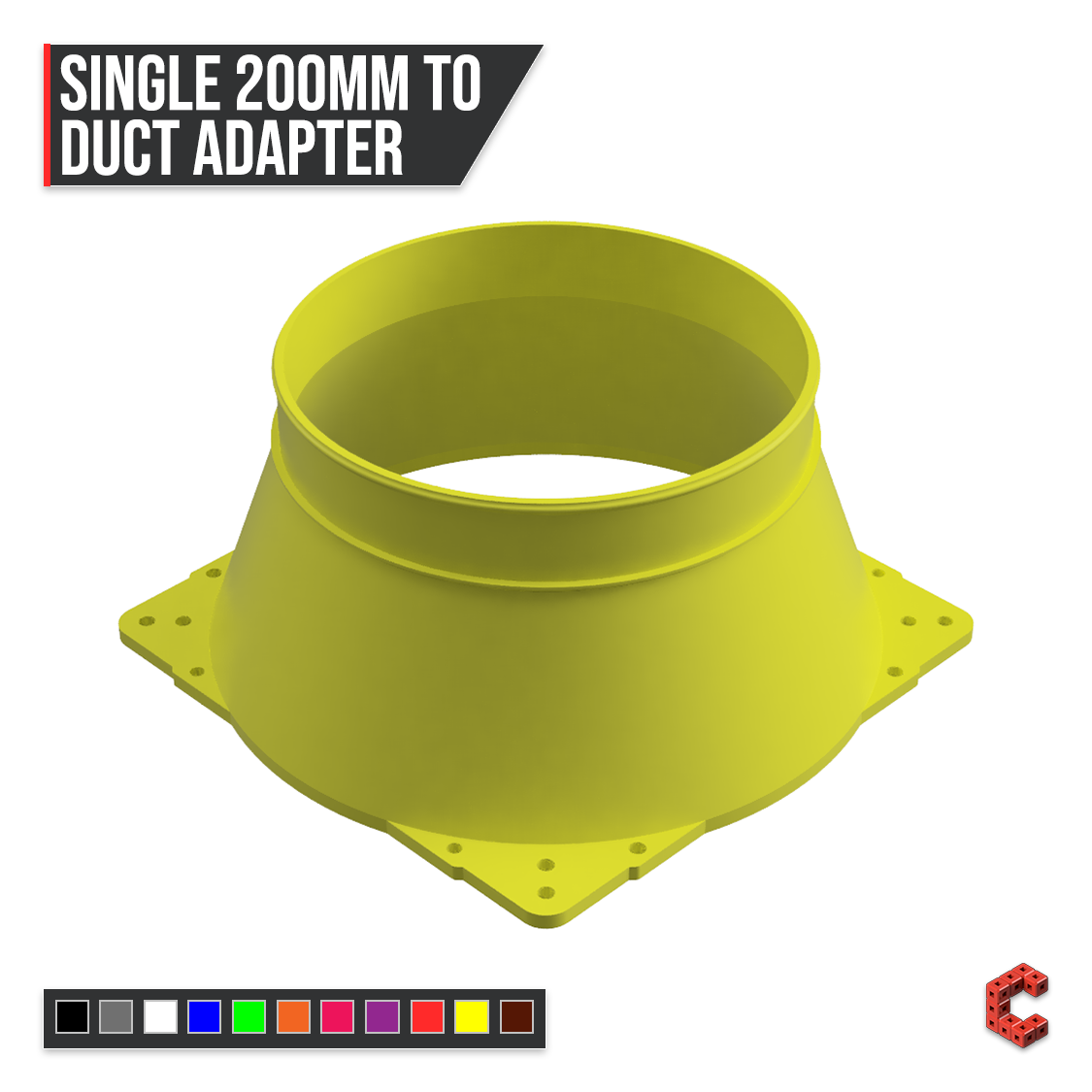200mm PC Fan Duct Adapter 3 to 8 Inch High Temperature | CUBEIFY