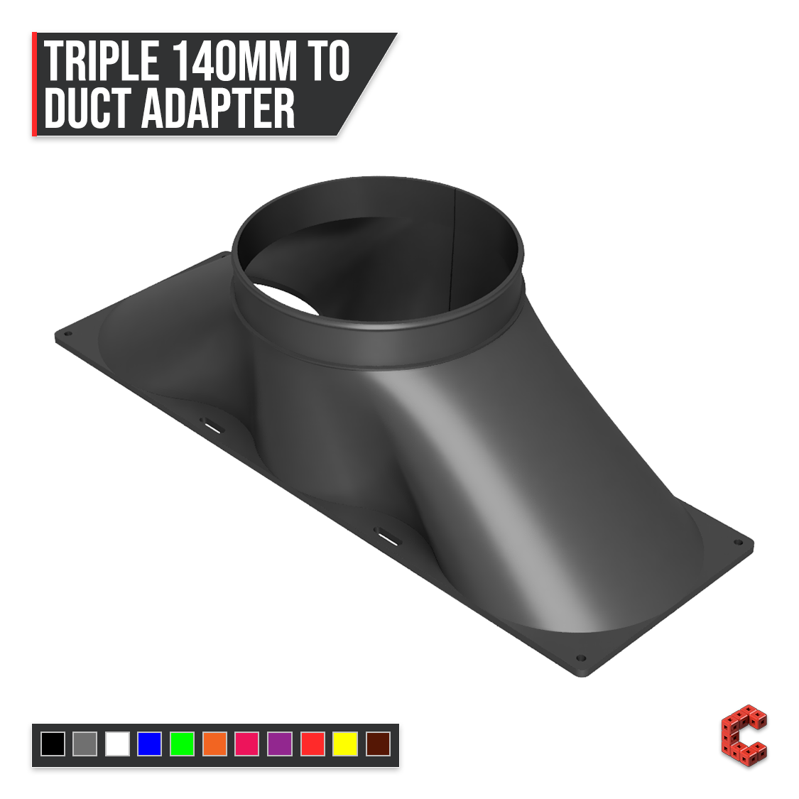 Triple 140mm PC Fan Duct Adapter 3 to 8 Inch | CUBEIFY