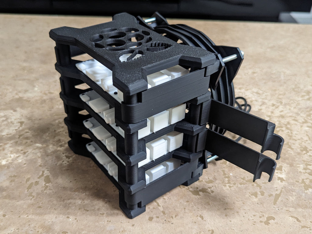 Raspberry Pi Cluster Case für Pi 5, 4B, 3B - Stapelbares Server-Rack mit 3-Gang-Lüfter - Thermomodul mit hohem Luftstrom