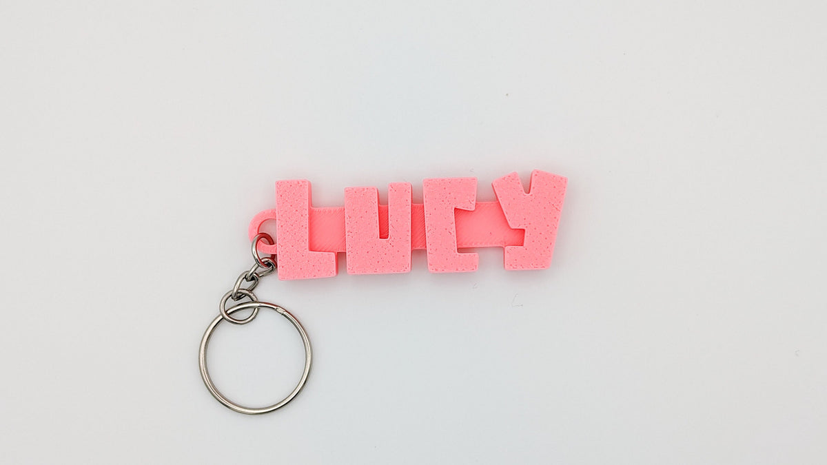 personalised 3d printed name keyring cubeify