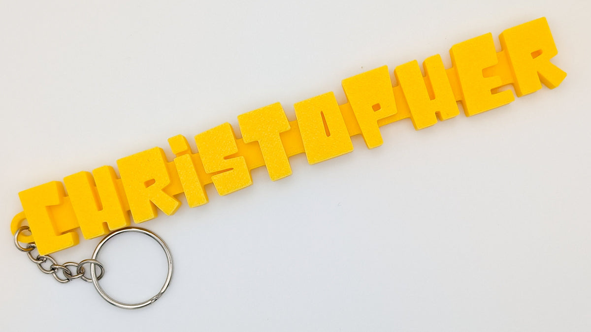 personalised 3d printed name keyring cubeify