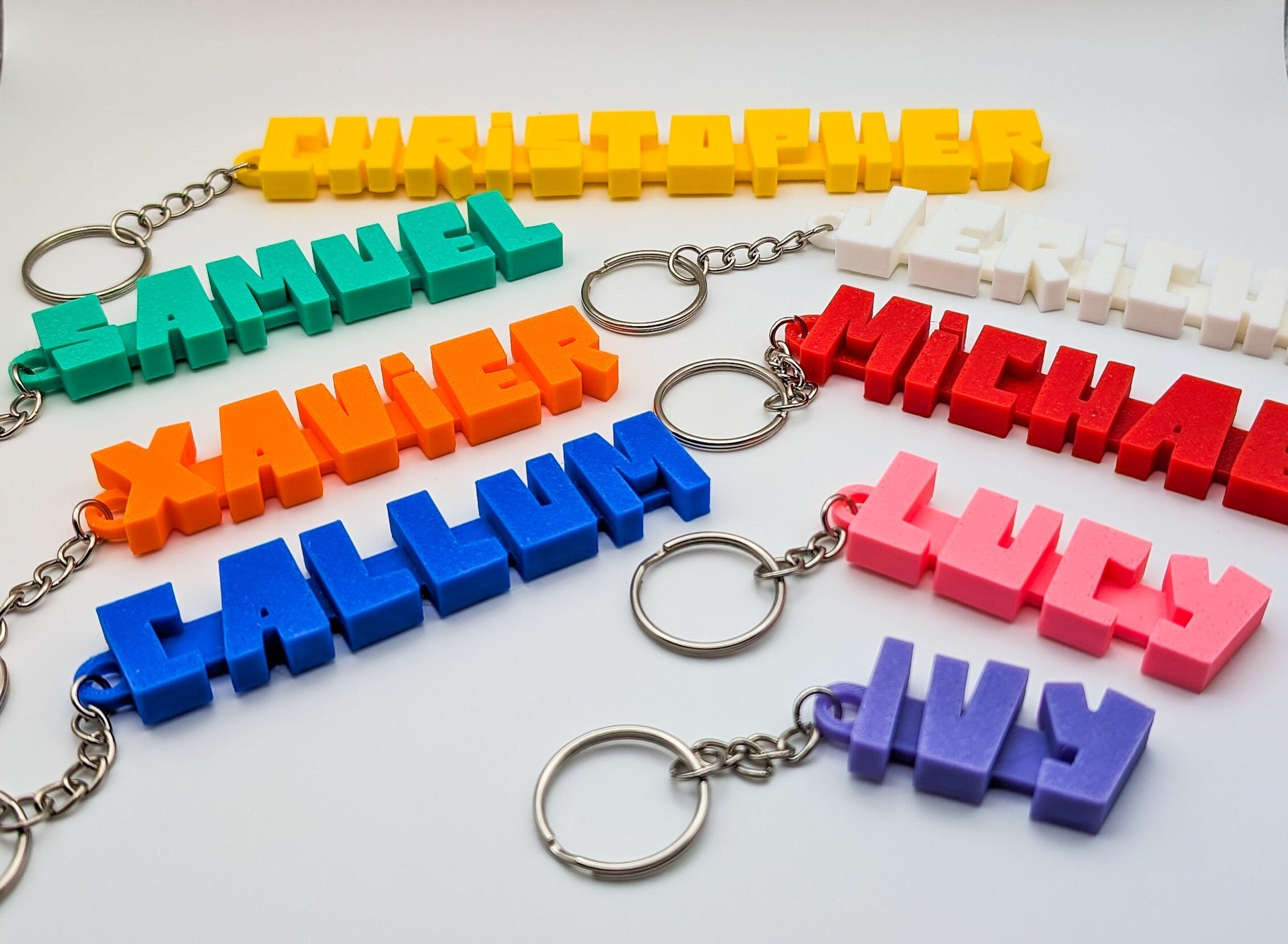 Personalised Name Keyring - 3D Printed Name Tag for School Bags, Kids Party Bag Fillers, Custom Gift for Children